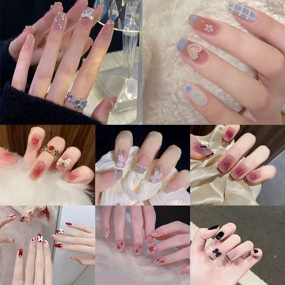 

24Pcs/Box Press On Nails Artificial Manicure Tool Nail Art Full Cover Nail Tips Fake Nails False Nails