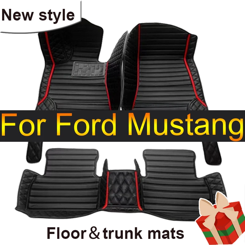 

For Ford Mustang 2021 2020 2019 2018 2017 2016 2015 Car Floor Mats Interior Styling Leather Rugs Auto Protector Carpets Decor