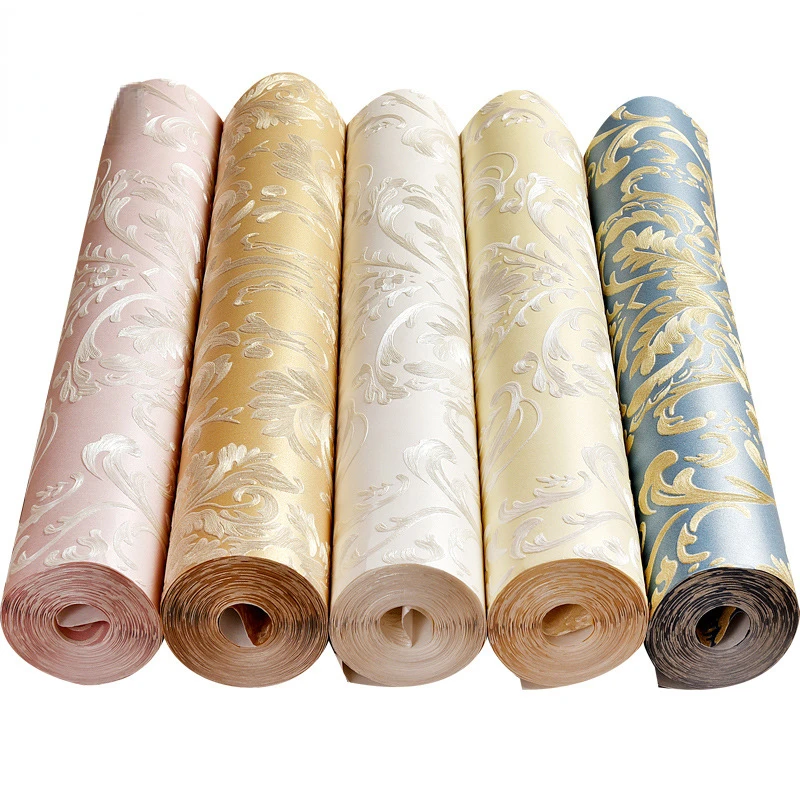 Self Adhesive Non-woven 3D Fine Pressed Wallpaper Simple European Style Warm Bedroom Study Living Room TV Background Wallpaper