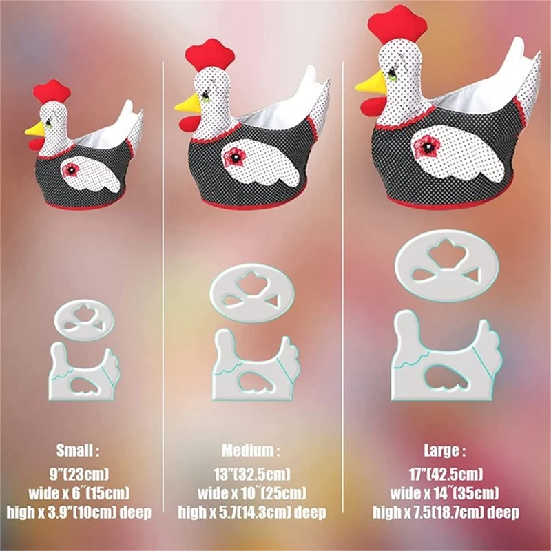 Chicken Basket Template Set, Chick Storage Basket Template Cutting Ruler With Instructions, DIY Quilting Sewing Crafts