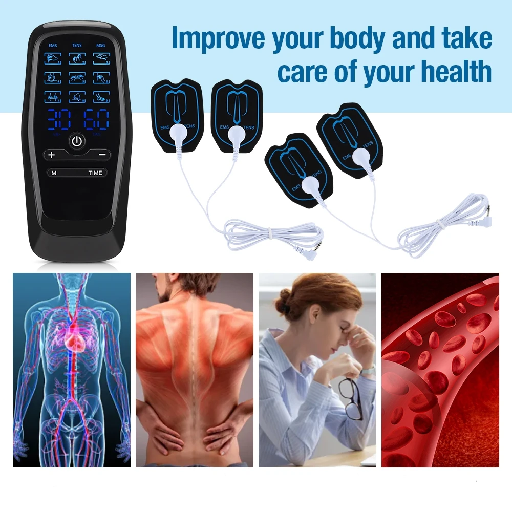 Electroestimulador TENS EMS, masajeador muscular, fisioterapia de