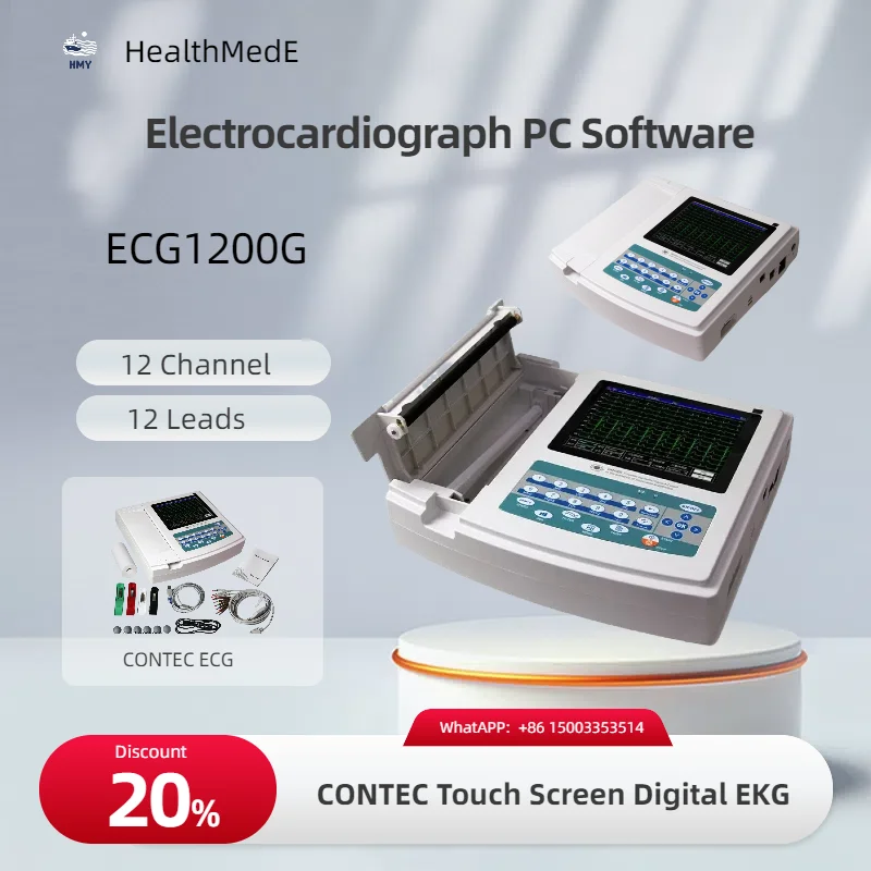 ECG1200G ECG Machine Digital Electrocardiograph 12 Channel 12 Lead Waveform EKG Monitor PC SW Thermal Printing System ECG1200G