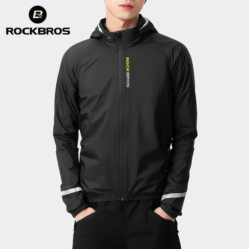 Raincoat Cycling Waterproof Jacket Lightweight Motorcycle Rain Coat Breathable Reflective Hooded Outdoor Windbreaker ROCKBROS