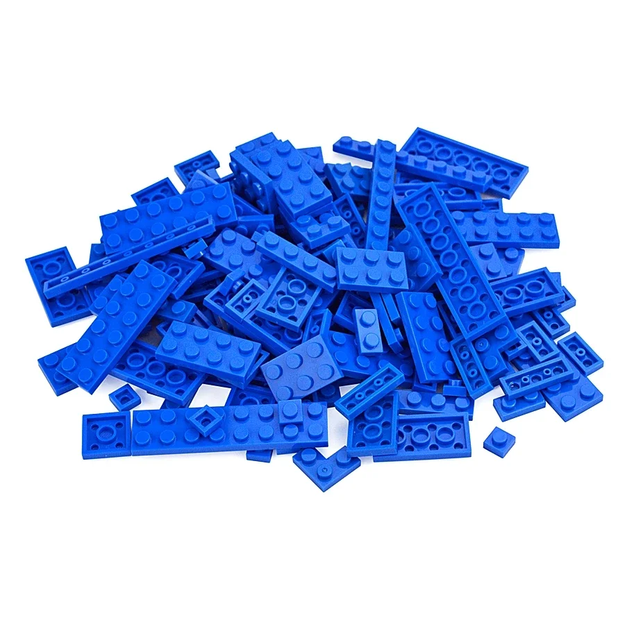 100Pcs 대량 부품 얇은 벽돌 12 크기 혼합 15 색 빌딩 블록 피규어 MOC 모델 교육 건설 장난감 아이 선물