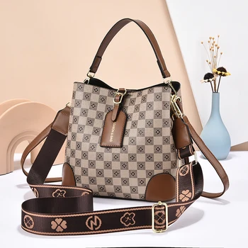 2024 new bucket bag all-in-one fashion all-in-one handbag Large capacity women's single shoulder crossbody bag zipper buckle PU 1