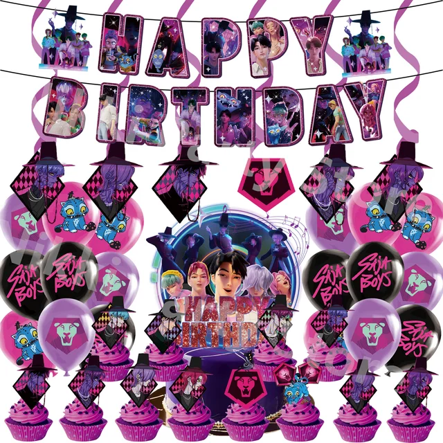 Déco Fête Anniversaire Thème Demon Hunters - Bannière, Ballons, Décorations Gâteau & Cupcakes