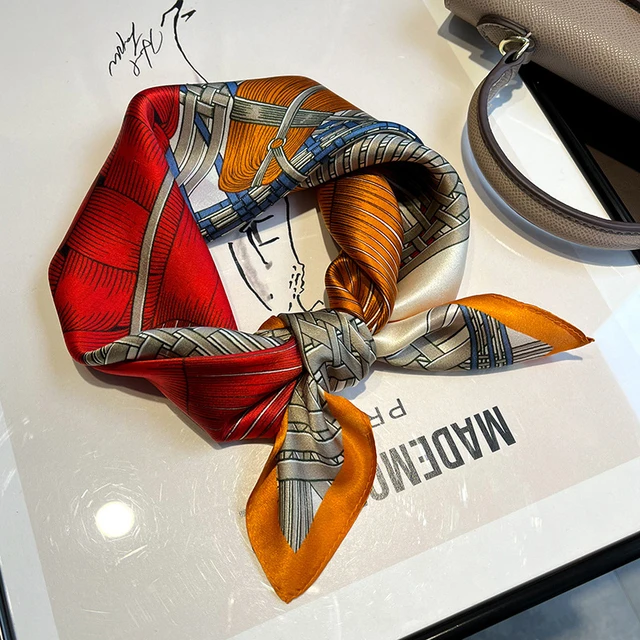 Scarf 100% Silk Bandana Women Square Scarves Wrap Kerchief Mulberry Spring Fashion Luxury High Quality Headband Hijab Shawls 13321-1