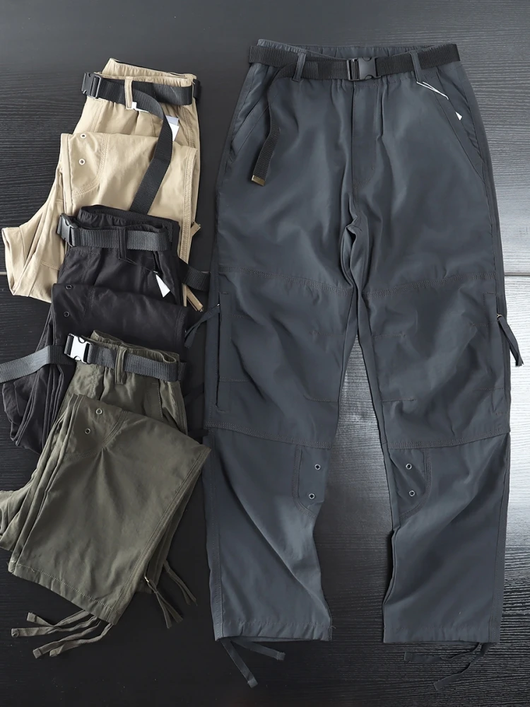 Fleece Pants Winter Warm Fleece Cargo Pants Men's Plus Velvet Waterproof Workwear Trousers Multi Pockets Loose Straight Casual Work Pants