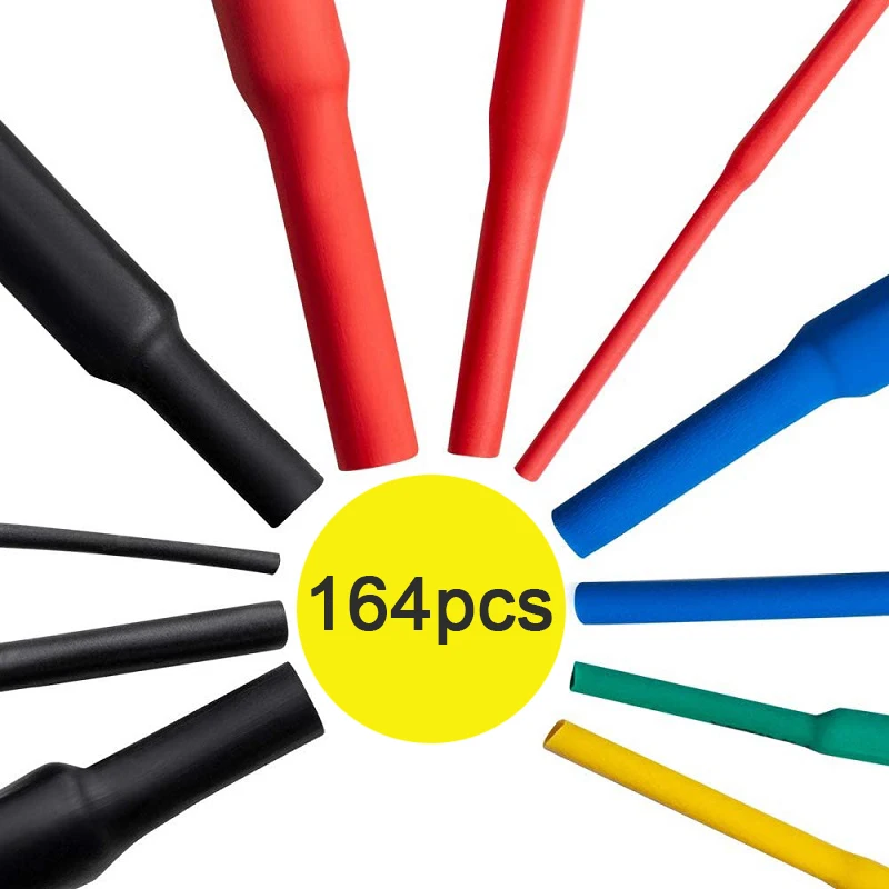 164pcs Heat Shrink Tube for Mobile Cellphone Cable Wire Cable Insulated Sleeving Tubing Waterproof Wire Connect Protector Cover