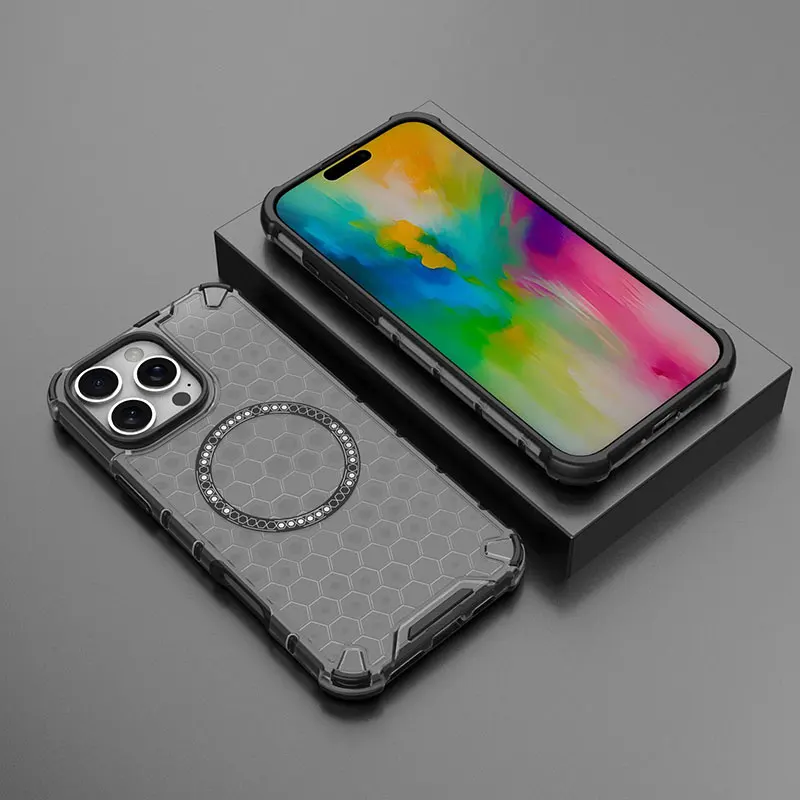 Shockproof Crystal Honeycomb Magnetic Case with Air-Cushion Soft Shell