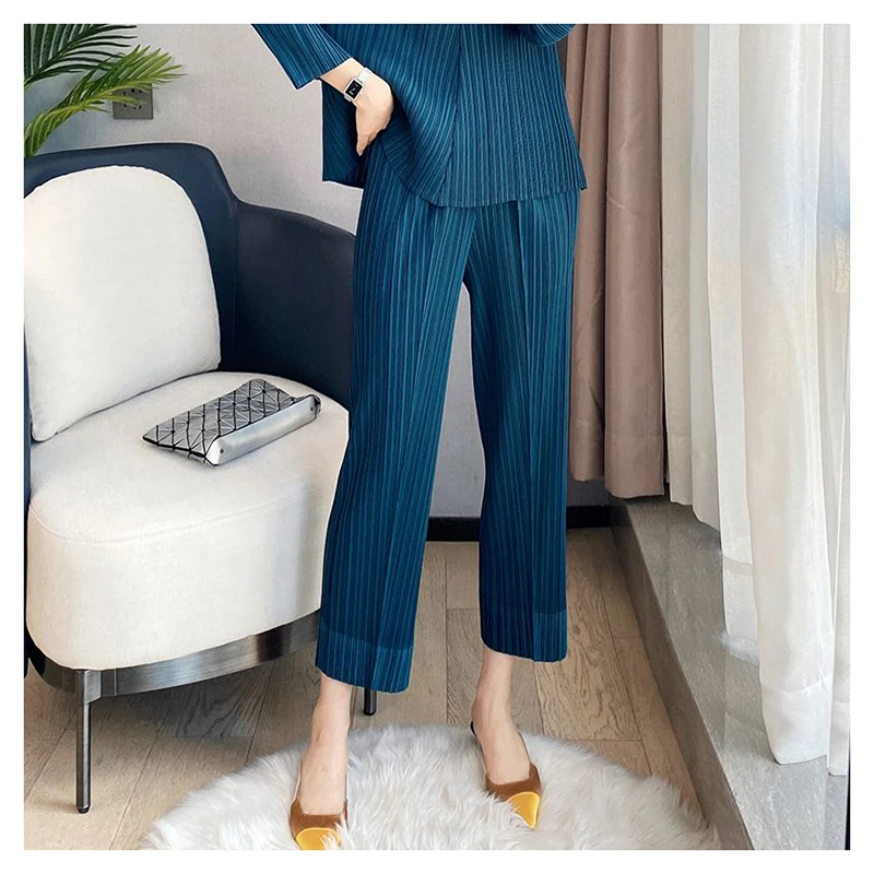 Folded Spring/Summer Nine Split Grandma Pants Loose Large Carrot Harlan Pants Women's Autumn