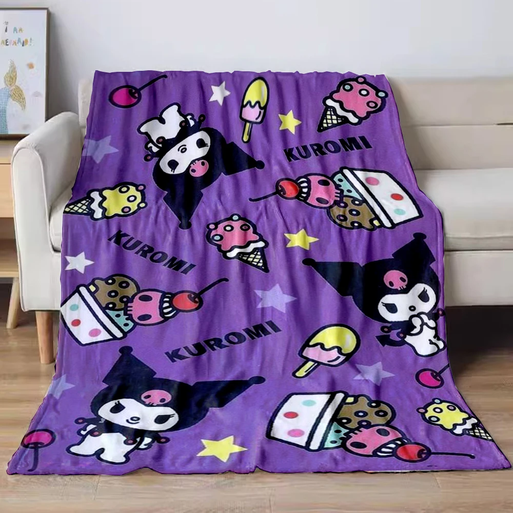 Japanese Sanrio Kuromi Blankets Soft Plush Blanket,Flannel Blankets Throw Break Blanket for Living Room Bedroom Bed Sofa Picnic 4