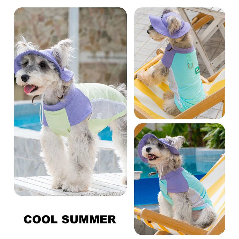Breathable Cooling Mesh Vest Harness And Sun Hat For Small Dogs_voghion.com
