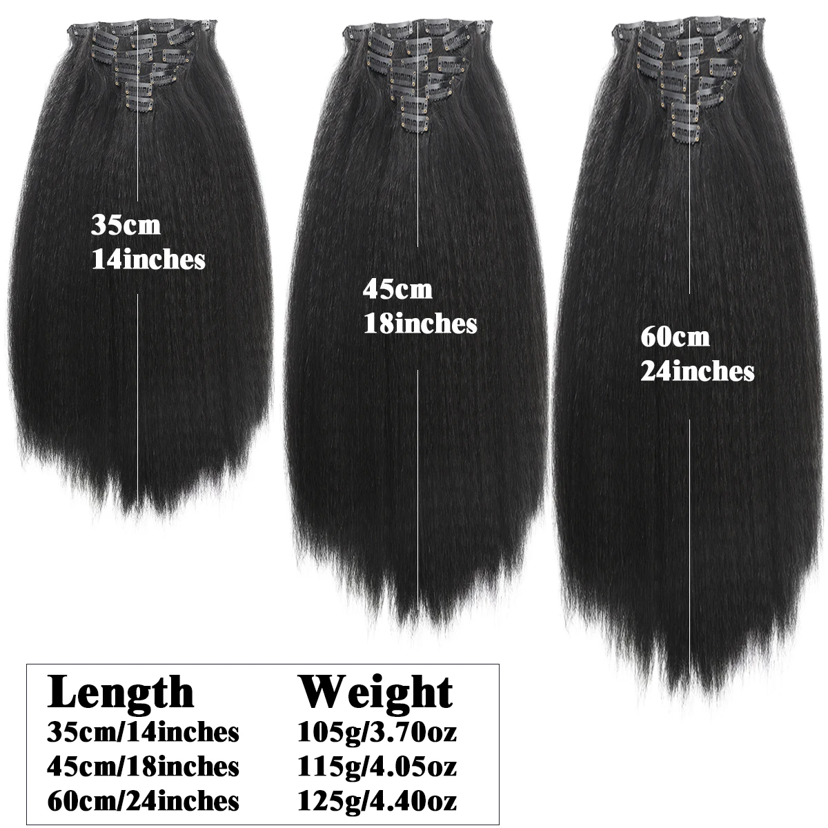 Synthetic Jacques silk hair extension wig clip on women's hair extension straight hair piece hair accessories 7 pieces/set black