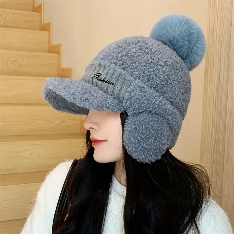 Fashion Women Winter Fur Warm Windproof Hat Lei Feng Cap Fur Ear Flap Cap Buckle Warm And Thick Ear Protection Outdoor Headwear fur hat winter hat