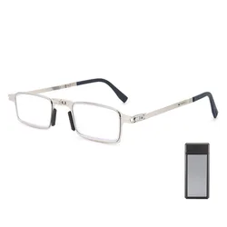 Portable Blue Light Blocking Reading Glasses with Protective Case - Strength 350 (Silver)