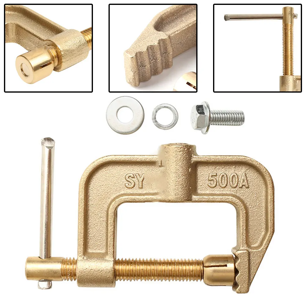 

Brass 500A High Power Ground Earth Clamp Portable Electric Welder G-shaped Grounding Clamping Argon Arc Welding Accessories