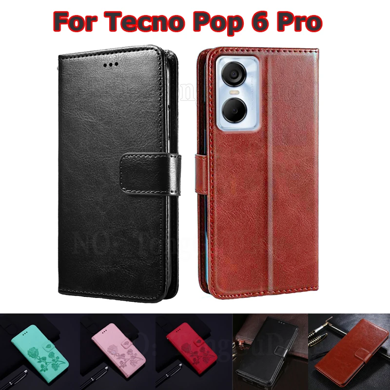 

Оригинальный Женский чехол для Tecno Pop 6 Pro, волшебный бумажник, флип-чехол для телефона, чехол для сотового телефона Tecno Pop 6 Pro 6 Pro 6,6 дюйма, чехлы