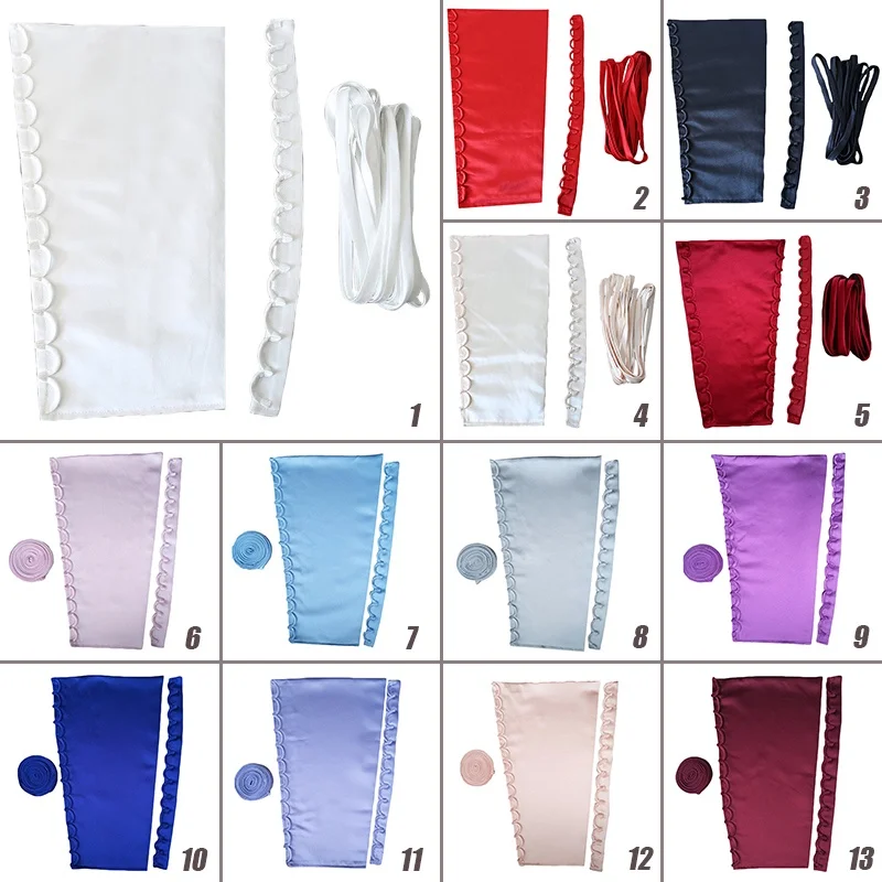 Women Lace up Wedding Dress Satin 3 pcs One Set satin corset clothing auxiliary fabric
