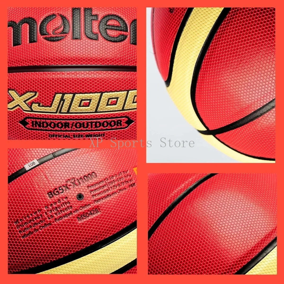 Molten XJ1000 Size 7 Basketball Wear Resistant PU Leather Indoor/Outdoor Training BALL