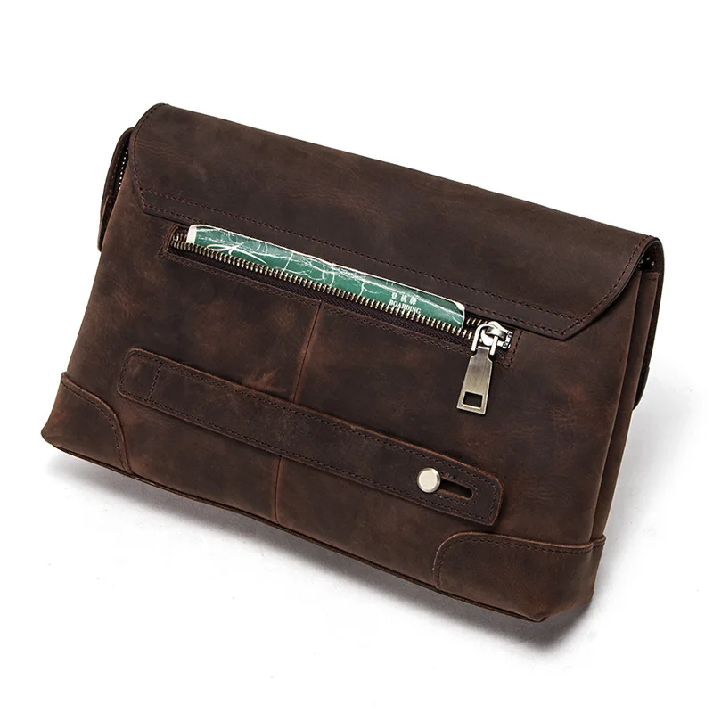 

Travel Men Clutch Bags Crazy Horse Leather Long Wallet Large Capacity Handy Bag Phone Pocket Male Purse Carteiras