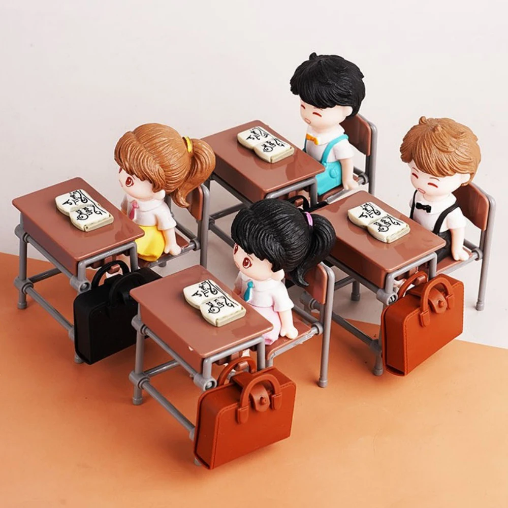 1Set 1:12 Dollhouse Miniature Desks Chairs Schoolbags Model Blackboard Classroom Decor Toy Doll House Accessories - 4