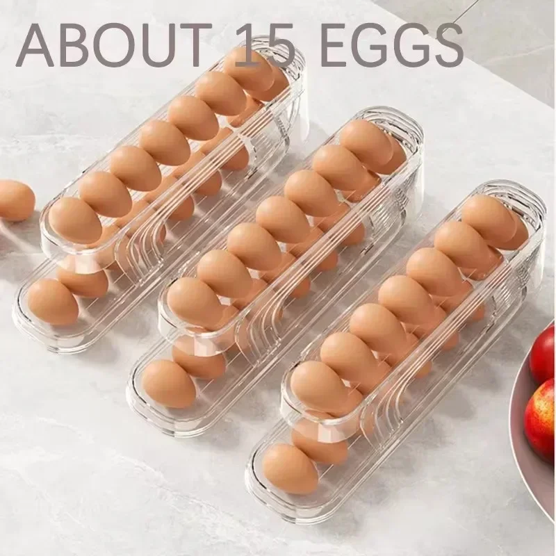 Bilayer Fridge Egg Storage Box Automatic Rolling Eggs Holder Rack Ladder Style Refrigerator Eggs Dispenser Egg Organizer Holder kitchen storage box,egg dispenser,egg storage box,food storage container,food storage box,egg storage container,storage box