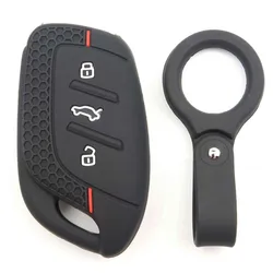 Silicone Protective Key Fob Cover with 3 - Button Design (Red)