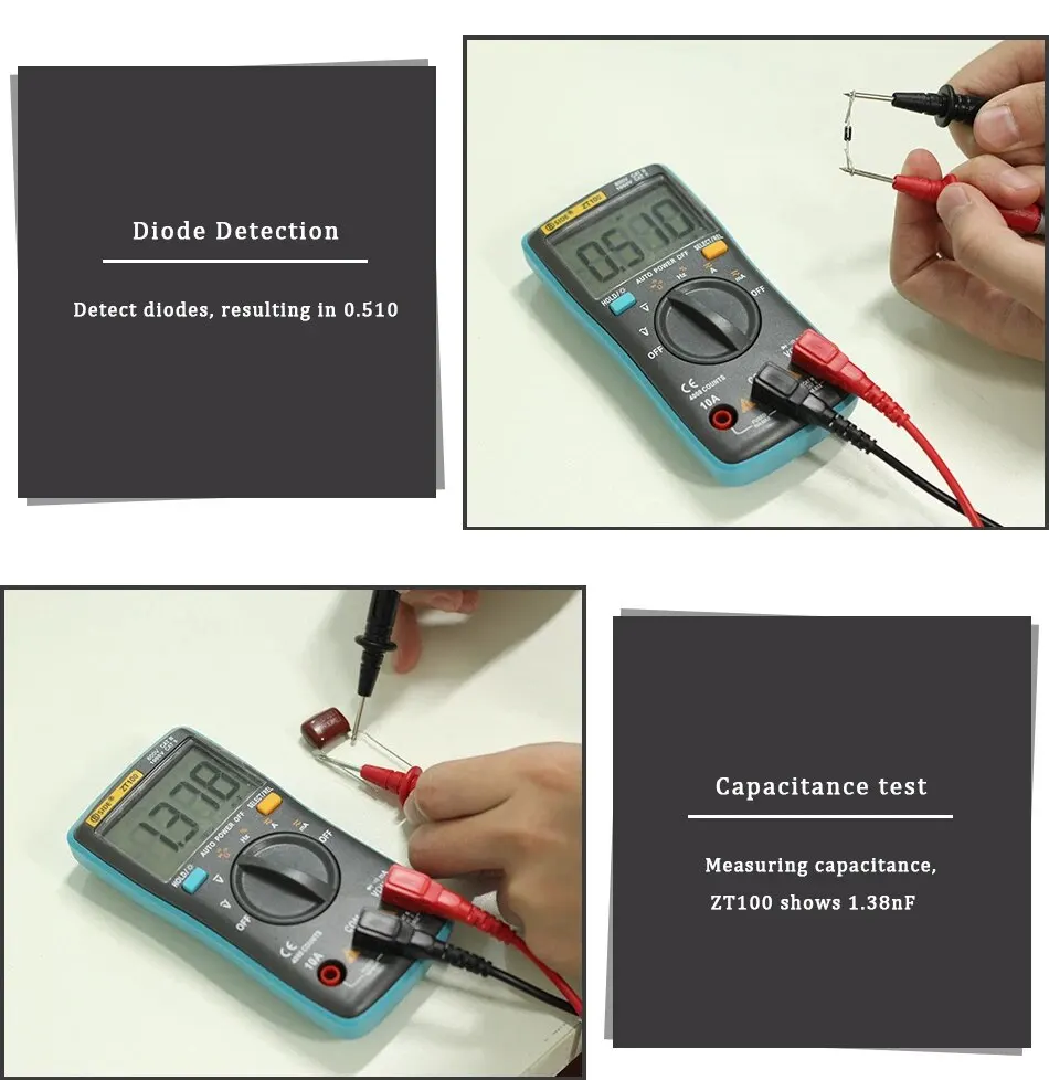 BSIDE Digital Multimeter 4000 Counts DC/AC Voltage Current Capacitance Hz Diode Ohm Tester Ammeter Voltmeter Backlight 5