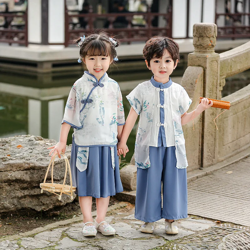 

Children's Han Chinese Costume New Spring and Autumn Boys Chinese Style Pattern Children's Suit Girls Clothes Kids Clothes