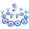 15Pcs/set Teapots Tea Game Model Miniature Dollhouse Furniture Porcelain Cups Flower Tableware Kitchen Chinese style Girls Toys 1