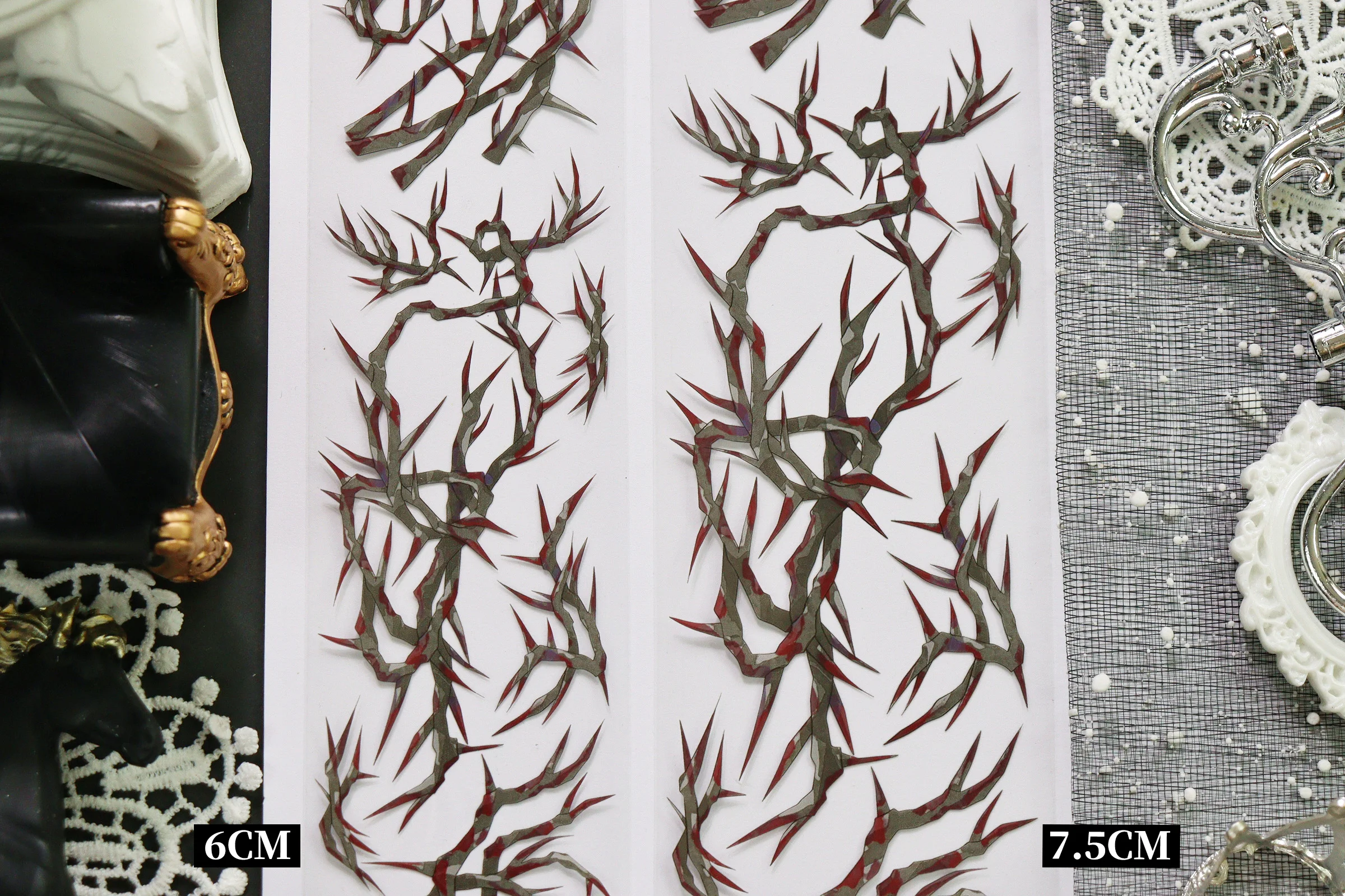 가시 배경 와시 펫 테이프 다크 스타일 저널