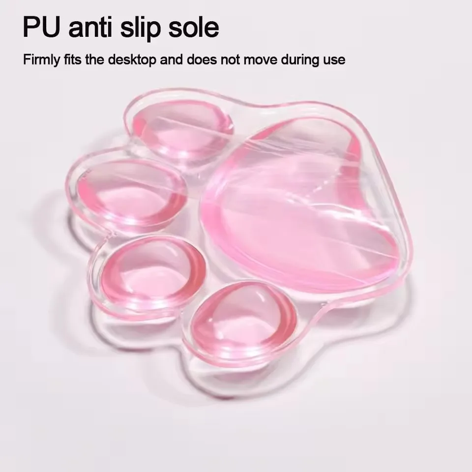 Cute Gaming Mouse Pad Wrist Rest Transparent Cat Mat Foot Paw Wrist Support Mouse Mat Comfortable Soft Pillow Desk Accessories