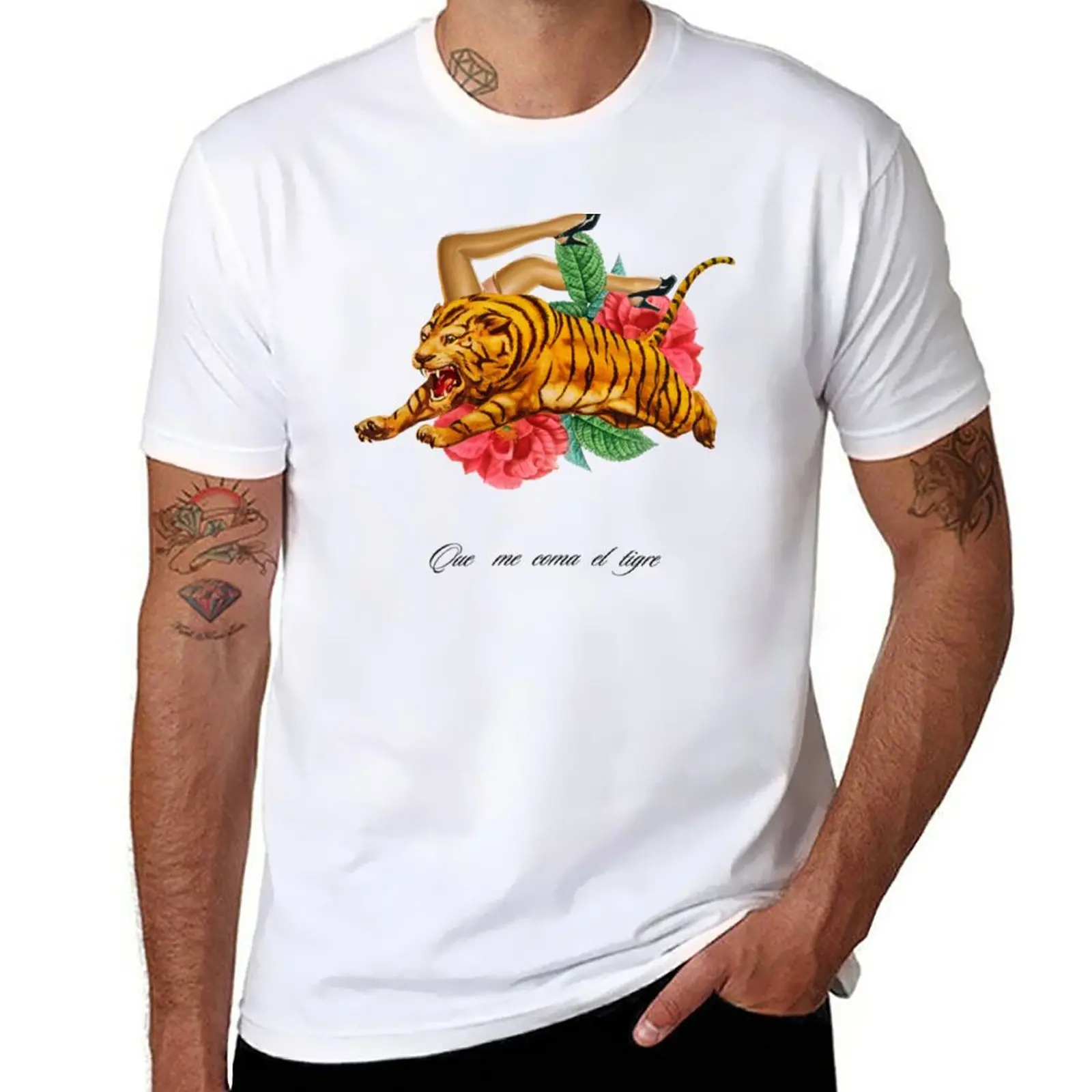 New Que Me Coma El Tigre (Lola Flores) Camiseta Clalsica T-Shirt Maglietta Ad Asciugatura Rapida Maglietta Personalizzata Magliette Alte Da Uomo