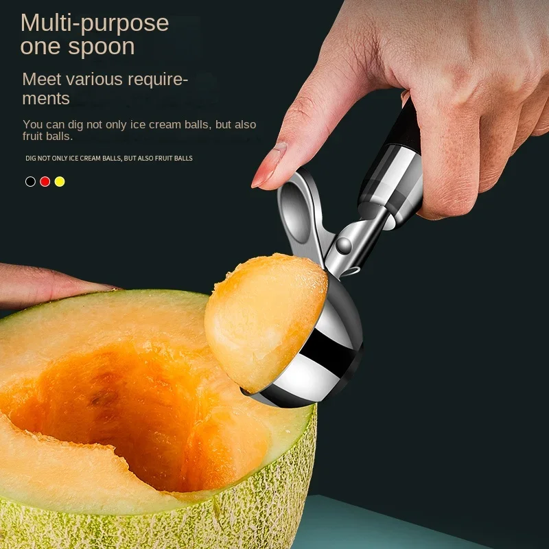 Ice Cream Scoop 304 Stainless Steel Cream Scoop Springable Ice Cream Scoop Dual-purpose Ball Digger Ice Fruit Watermelon Gadget