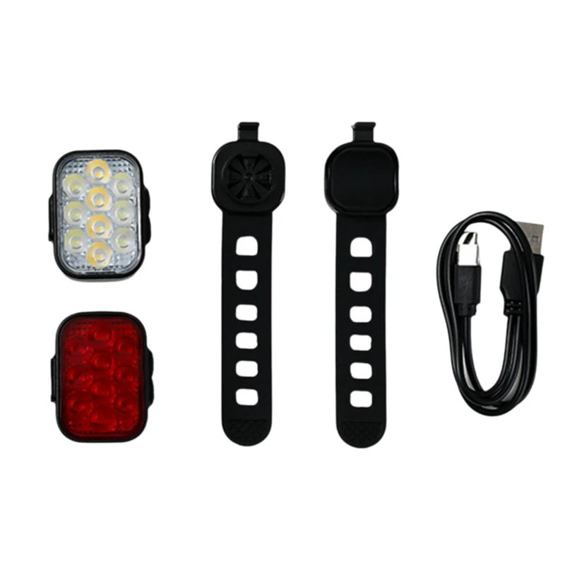 A64T-Bike USB Charging Front And Rear Light Set Mountain Helmet Road Bike Headlight Taillight