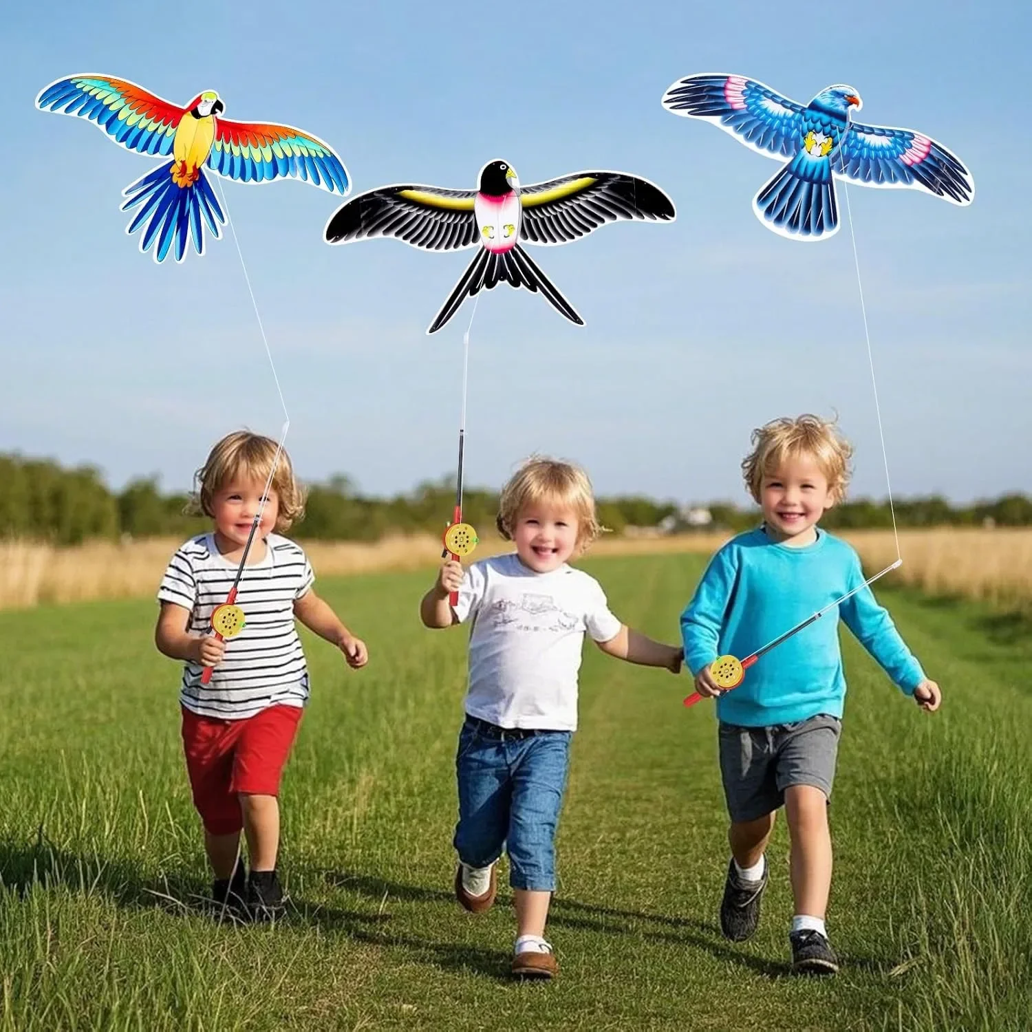 Eagle kite 1Set Cartoon Butterfly & Eagle Kite for Kids 164ft/50m String Handle Summer Outdoor Flying Kite Toy for Children