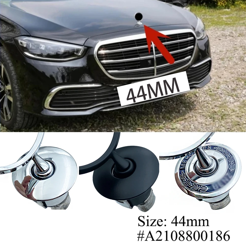 메탈 블루 크롬 스타 보넷 후드 로고 엠블럼 배지, 메르세데스 벤츠 W202 W203 W204 W208 W210 W220 W221, 3D, 44mm, 10 개