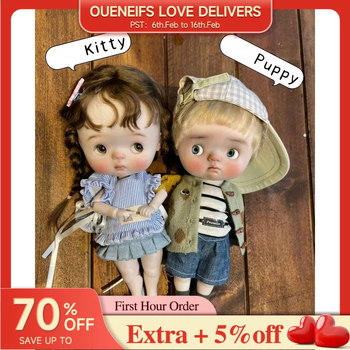 Puppy Kittyq Qbaby Bjd Doll 1/6 Cute Expression Doll Fullset Anime Blythe Gift For Girls