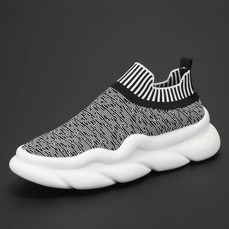 

Модные Плетеные сетчатые туфли Fly weaving на толстой подошве, повседневные туфли для скейтбординга, повседневные туфли с завязкой на ленивую ногу, с сетчатым верхом