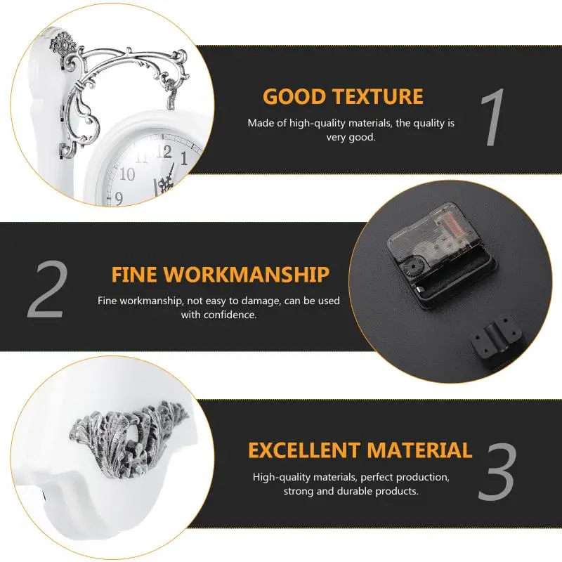 Description Picture 2 of itemDouble Face Clock Home Sided Vintage Rotatable Retro Wall-mounted European Style Glass Decoration