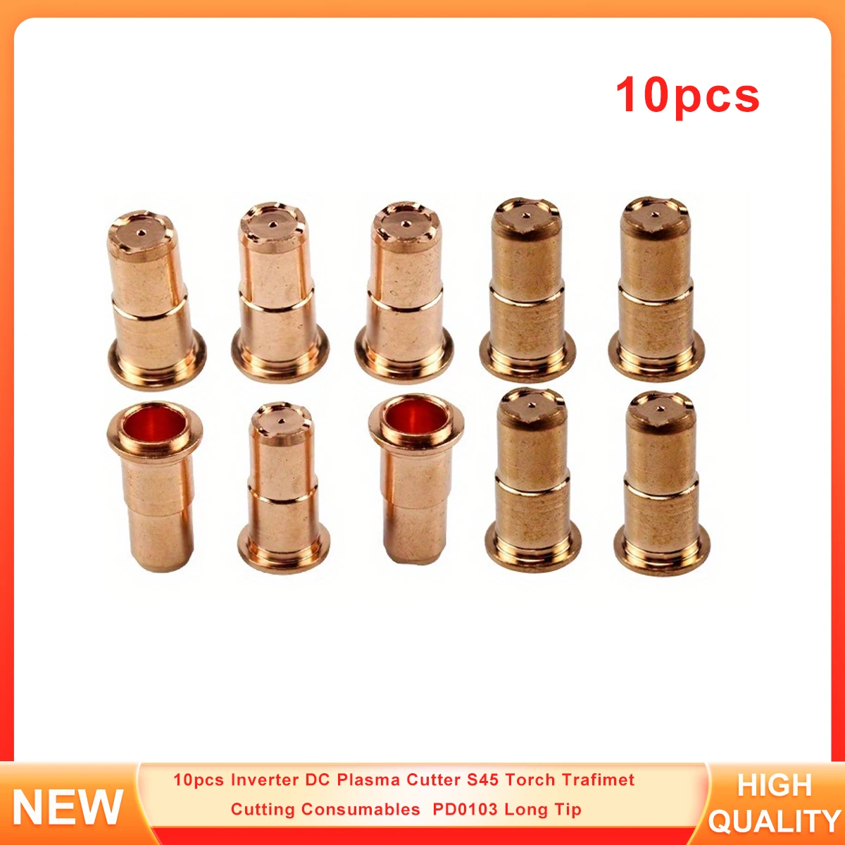 10pcs Inverter DC Plasma Cutter S45 Torch Trafimet Cutting Consumables  PD0103 Long Tip