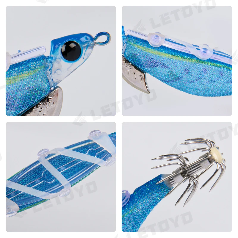 LETOYO Egi eginno 3.2# 20g 123mm Squid Jig Rattle Search Squid Fishing Lure Luminous Squid Hook Jigging Bait For Sea Fishing