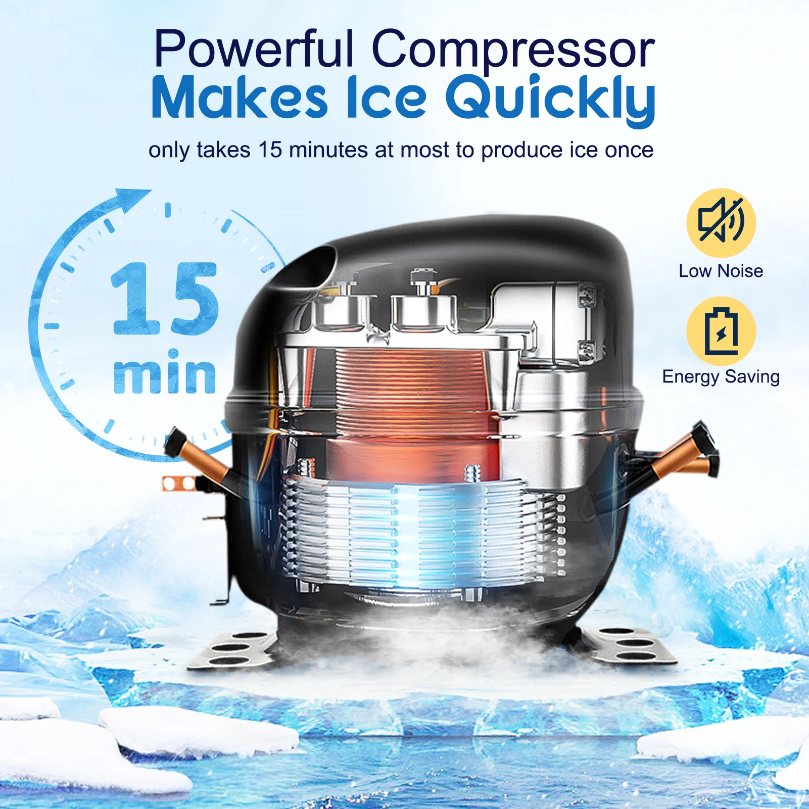 Commercial Ice Maker Machine,Freestanding/Under Counter Stainless Steel Ice Machine,90Lbs/24 Hour with 30Lbs Storage Capacit