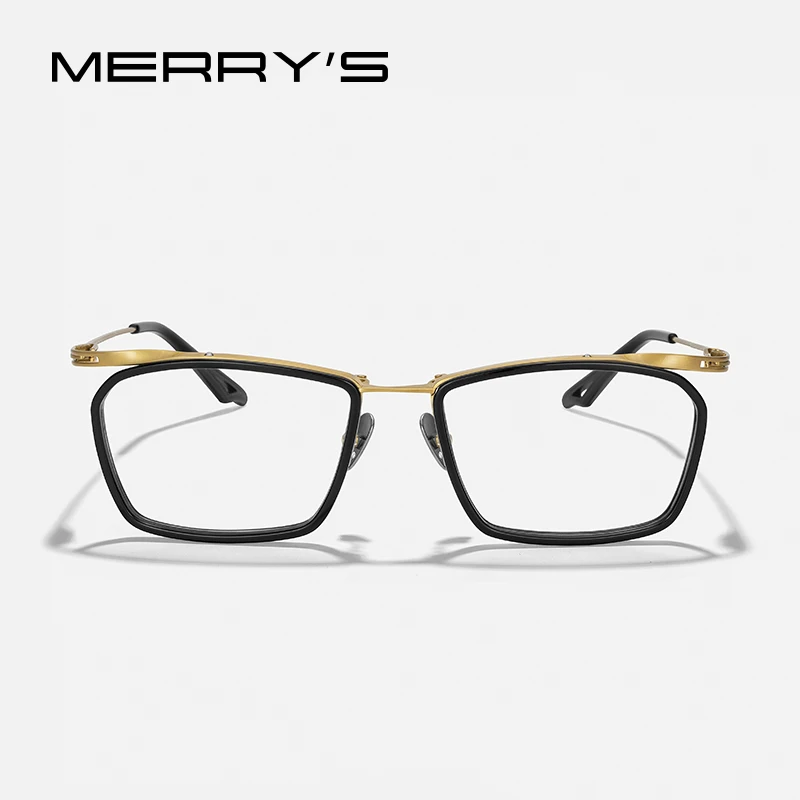 Merrys design-moldura quadrada masculina, óculos graduados, feita de acetato de titânio puro, s2430