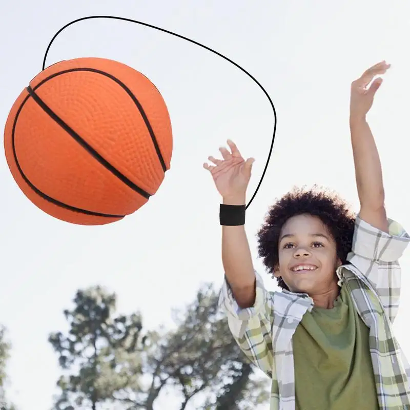 Wrist Return Ball Portable High Elasticity Tear-Resistant Football Shape Bouncy Ball Wristband Toy Outdoor Wrist Strength Traine