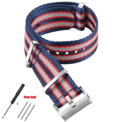 Premium 20mm Nylon Watch Strap - High-Density Soft Sports Band Replacement - 20mm (Blue-Red)