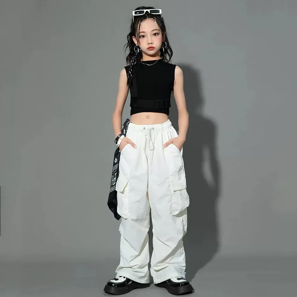 Girls Pants Kids Pants Girls Trousers 5-14Y Kids Hip Hop Joggers Pants Girls Cargo Pants Teenage Straight Trousers High Waist Vintage Casual Streetwear Baggy