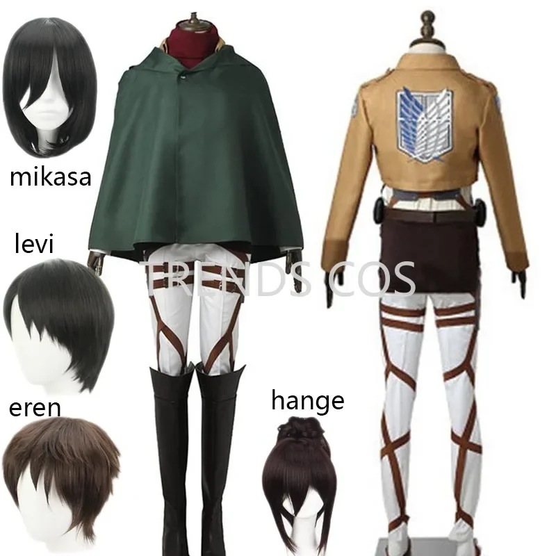 

Cosplay Anime Levi Ackerman Mikasa Ackerman Cosplay Costume Eren Jaeger Outfits Hange Zoe Cosplay Costume AOT Full Set