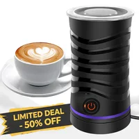 Mousseur à lait électrique automatique 4 en 1, adapté pour la mousse de lait chaude et froide, latte, cappuccino, macchiato, noir 1